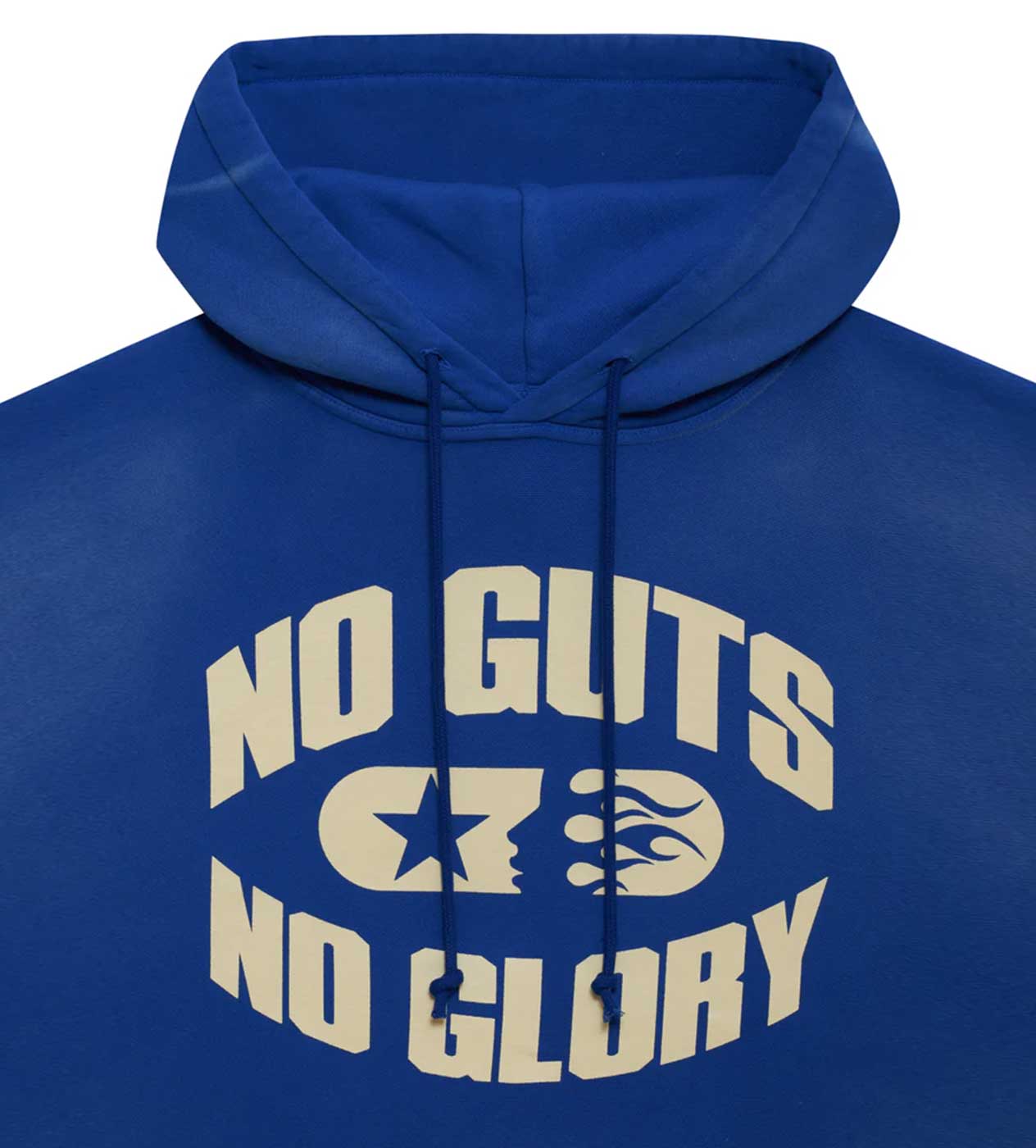 Hellstar Sports No Guts No Glory Hoodie Blue Front View Close