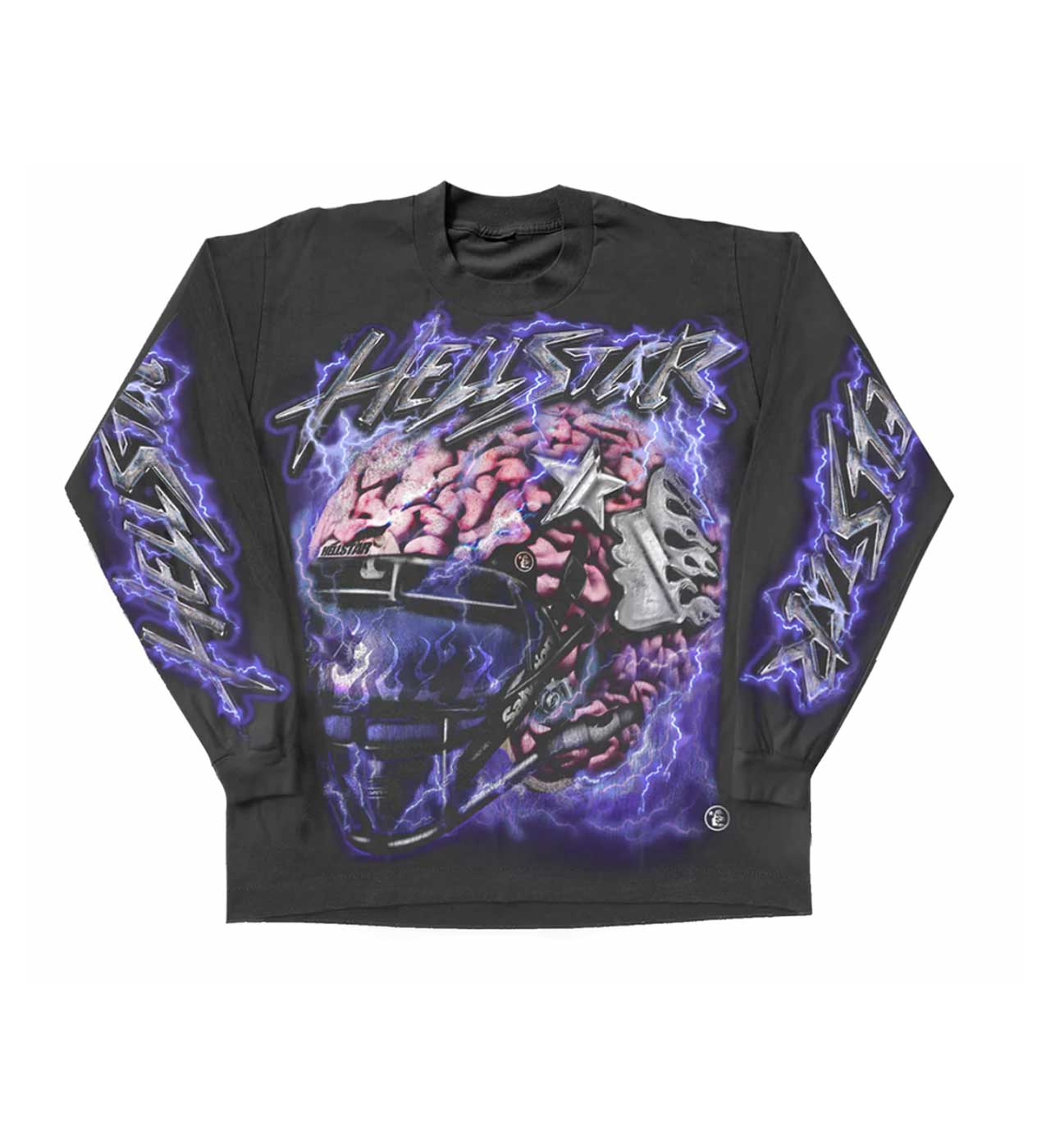 Product Image Of Hellstar Studios Brain Helmet Long Sleeve L/S Faded Black Back View