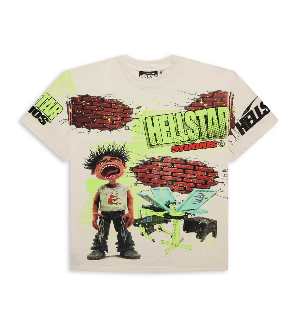 Hellstar Studios Brick Wall Tee front view Cream