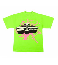 Product Image of Hellstar Studios Jesus Emblem Neon Green Tee Front View