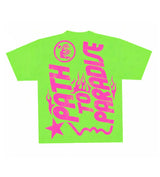 Product Image Of Hellstar Studios Jesus Emblem Neon Green Tee Back View