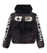 Hellstar Studios Zip Up Hoodie Black front view