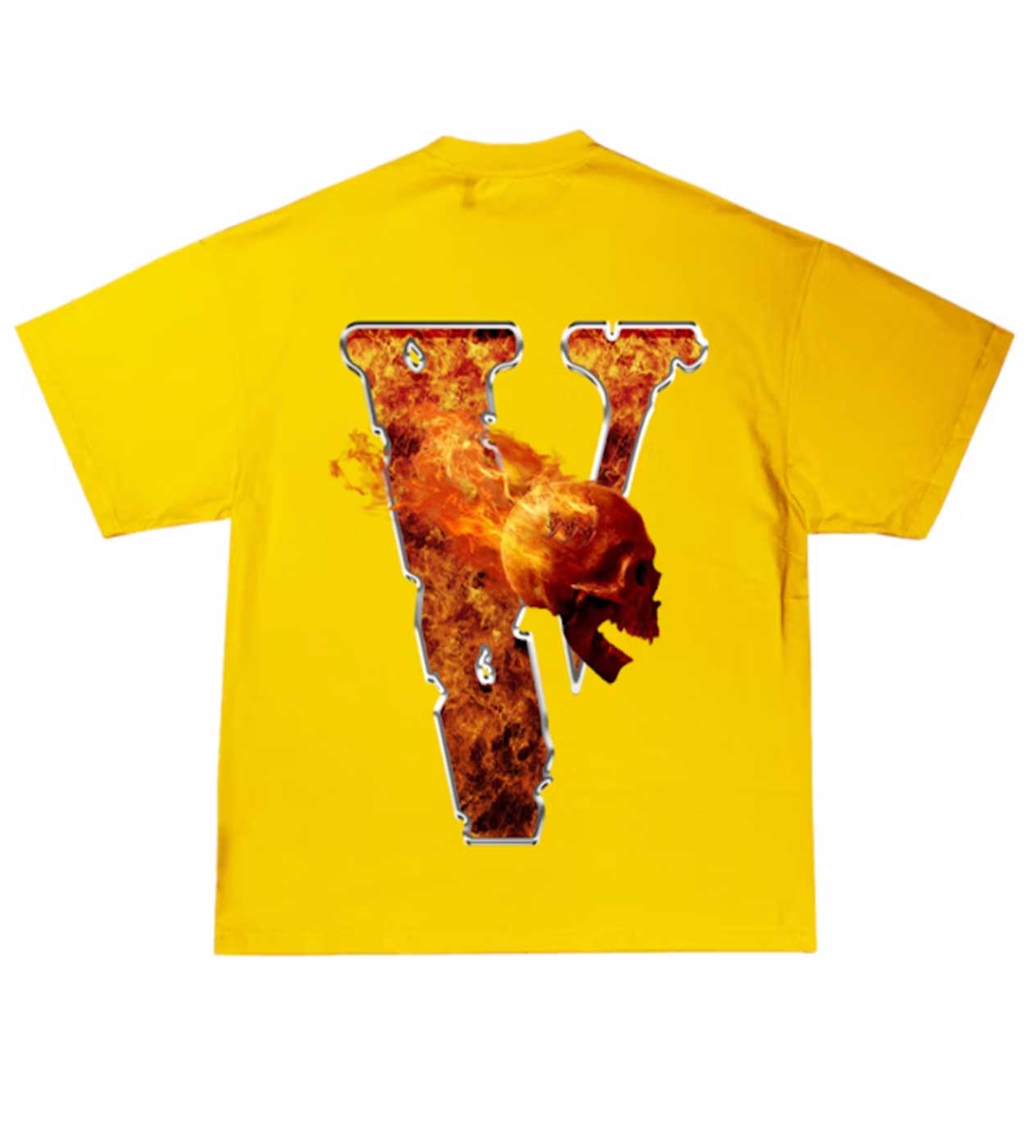 Vlone Juice WRLD Inferno Yellow Tee Back