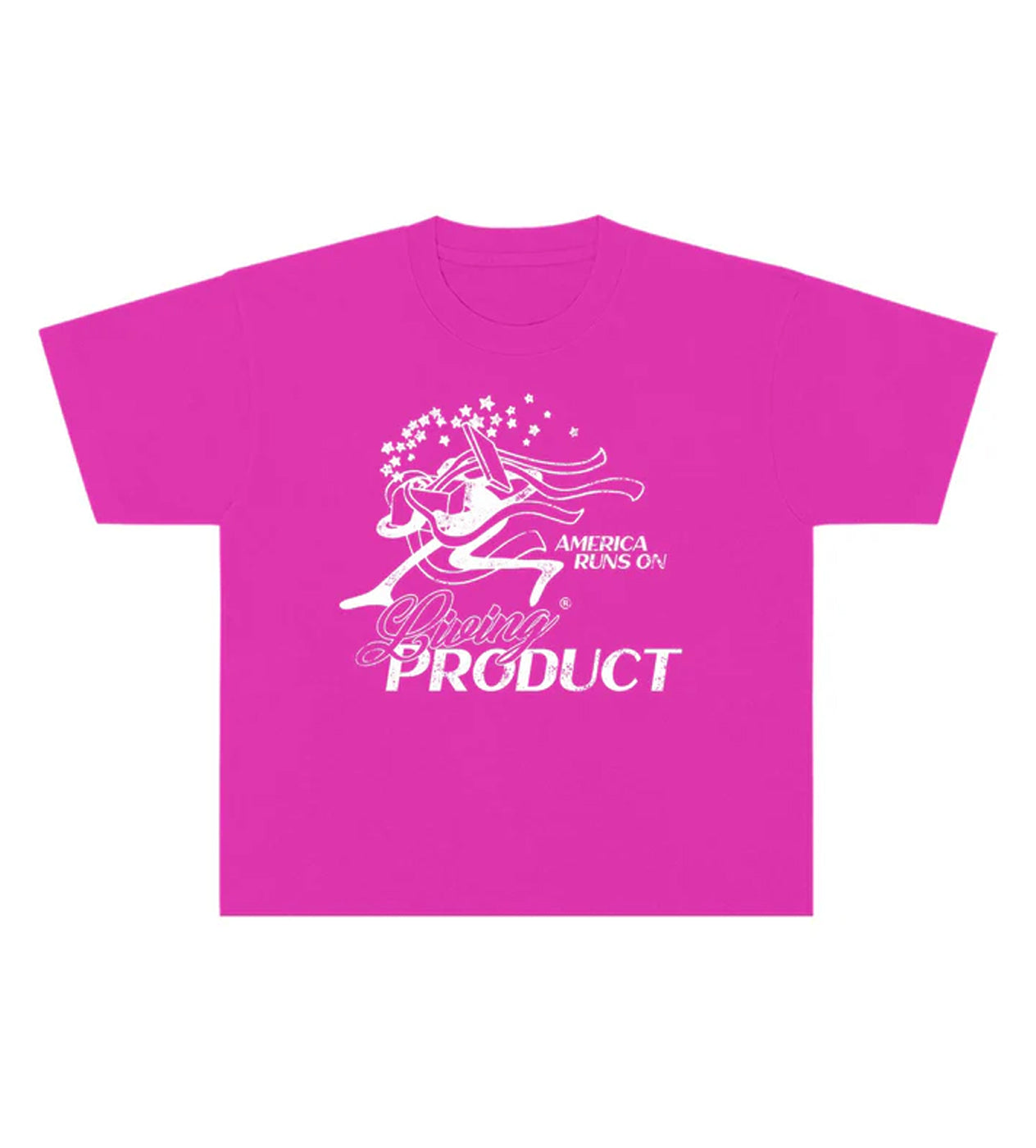 Living Product Runs On Product Tee Pink