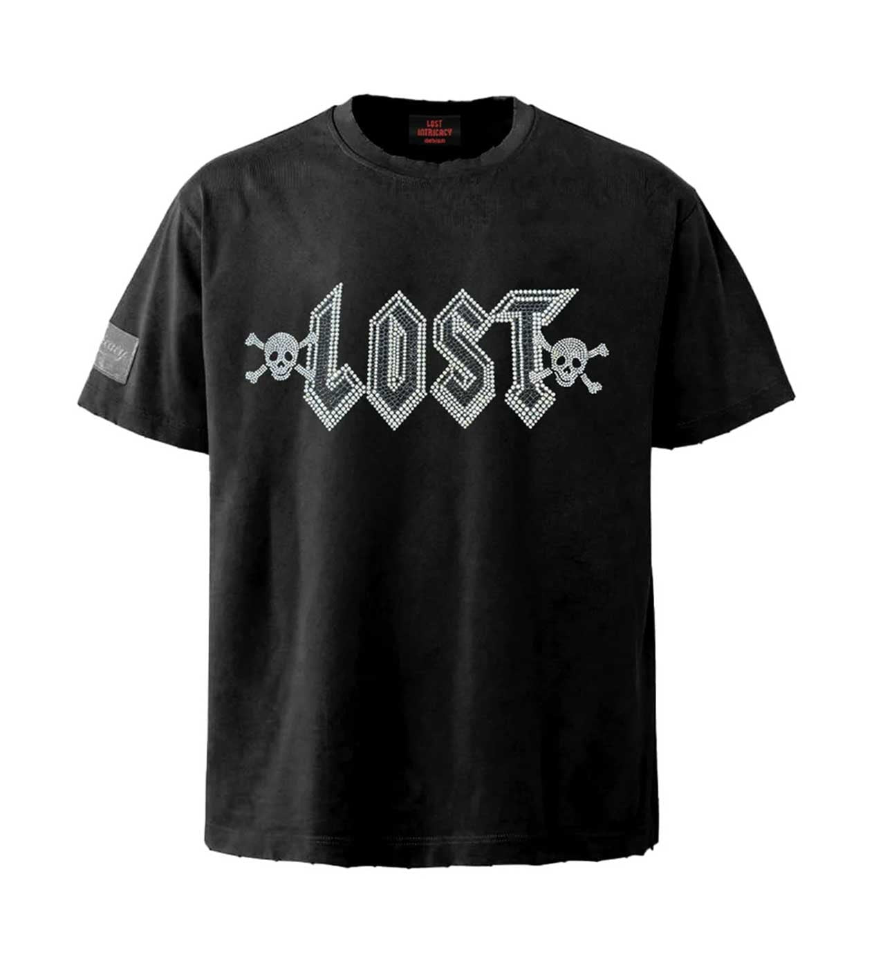 Lost Intricacy Engraved Rhinestone Tee Black front view