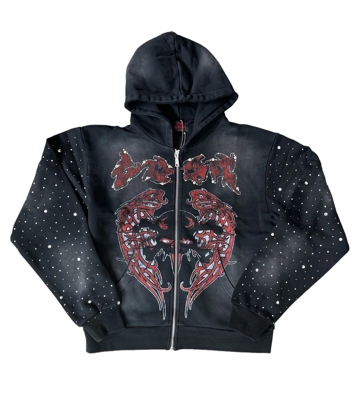 Lost Intricacy Evil Wing Zip-Up Hoodie Black