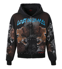Lost Intricacy Twin Tiger Zip Up Hoodie Black