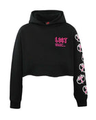 Lost Intricacy Women's Cropped Mitt Hoodie Black/Pink