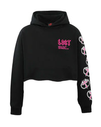 Lost Intricacy Women's Cropped Mitt Hoodie Black/Pink