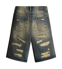 Lost Shdws Distressed Denim Shorts Blue/Bone