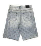 Lost Shdws Embossed Logo Denim Shorts Blue
