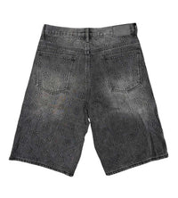 Lost Shdws Embossed Logo Denim Shorts Washed Black
