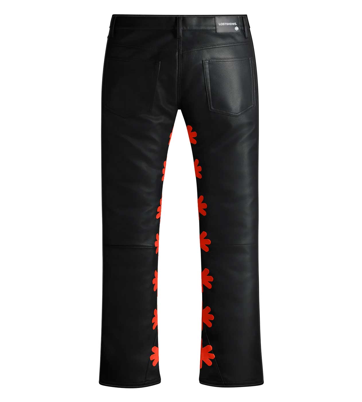 ロストシャドウ　LOST SHDWS スウェットパンツ　フレアパンツ Lost Shdws Leather Pant Black/Red – Restock AR