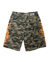 Mixed Emotions Battle Camo Shorts camo, back view with flap pockets and an Emotion waistband label