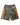 Mixed Emotions Battle Camo Shorts camo, woodland camo ripstop cargo shorts with yellow graffiti leg script, front view