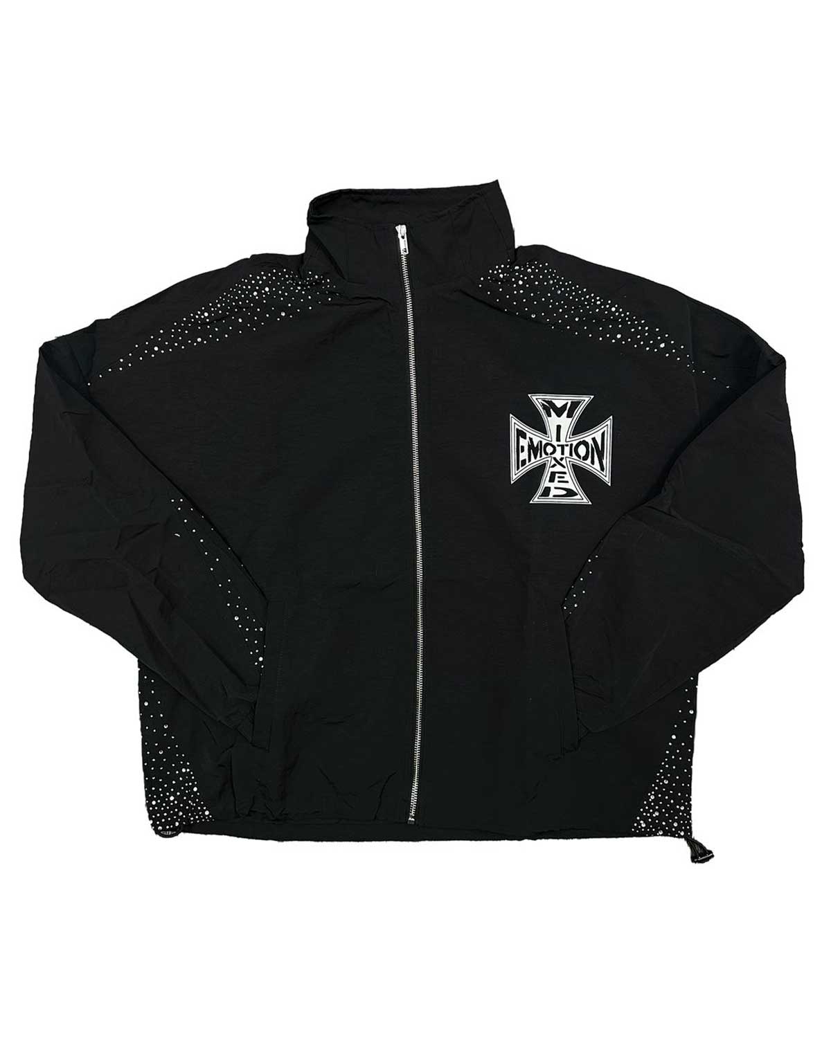 Mixed Emotions Classic Nylon Jacket black, nylon full-zip track jacket with Iron Cross chest logo, front view