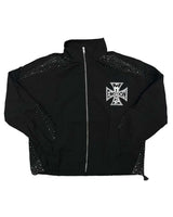 Mixed Emotions Classic Nylon Jacket black, nylon full-zip track jacket with Iron Cross chest logo, front view