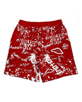 Mixed Emotions Graffiti Shorts Red