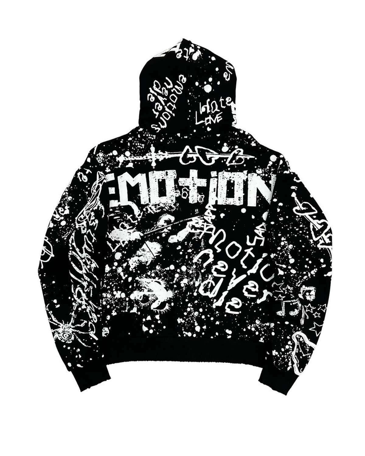 Mixed Emotions Graffiti Zip Up Hoodie Black – Restock AR