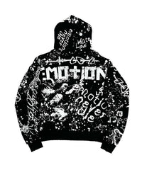 Mixed Emotions Graffiti Zip Up Hoodie Black