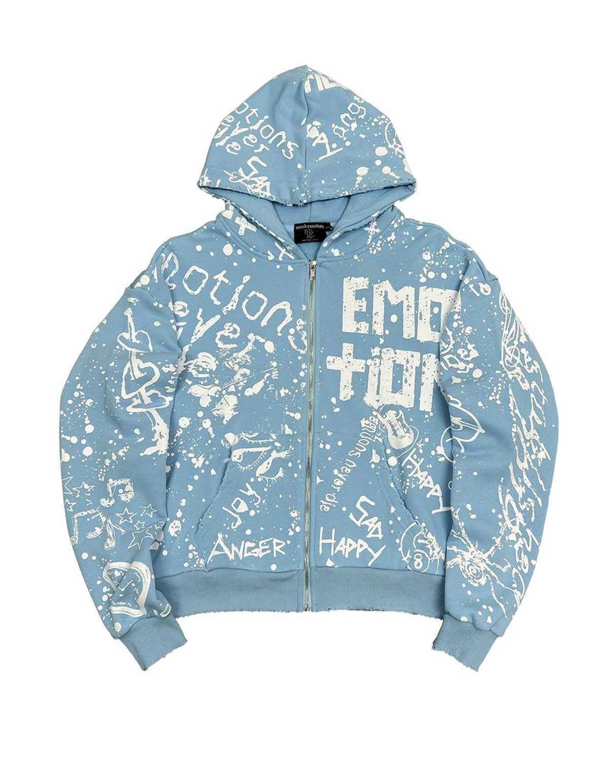 Mixed Emotions Graffiti Zip Up Hoodie Blue – Restock AR