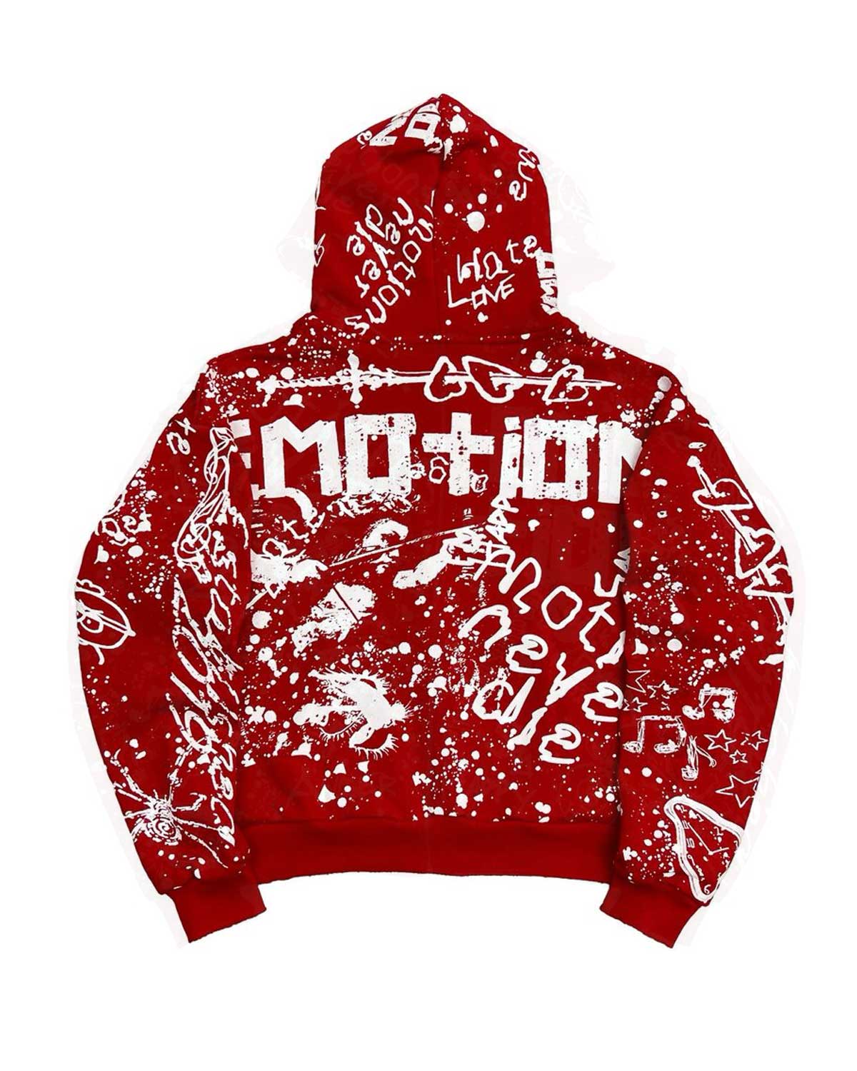 Mixed Emotions Graffiti Zip Up Hoodie Red – Restock AR