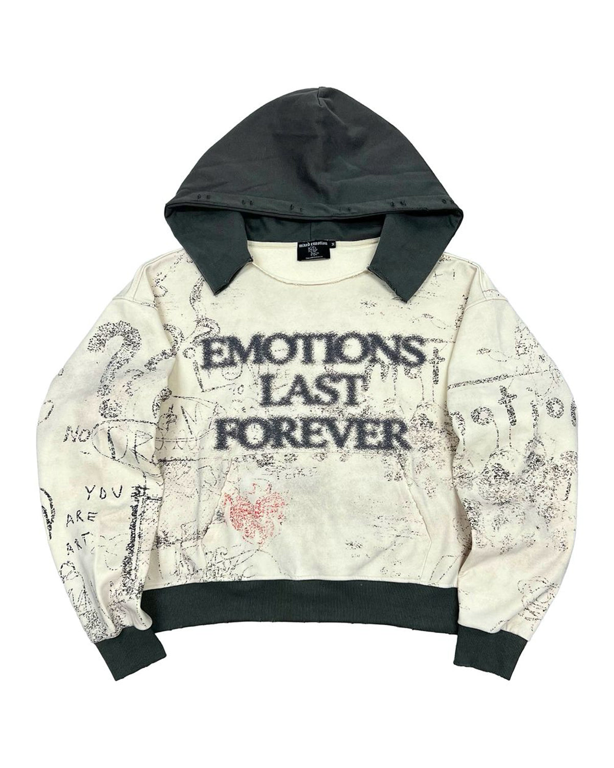 Mixed Emotions Last Forever Pullover Hoodie Cream/Black