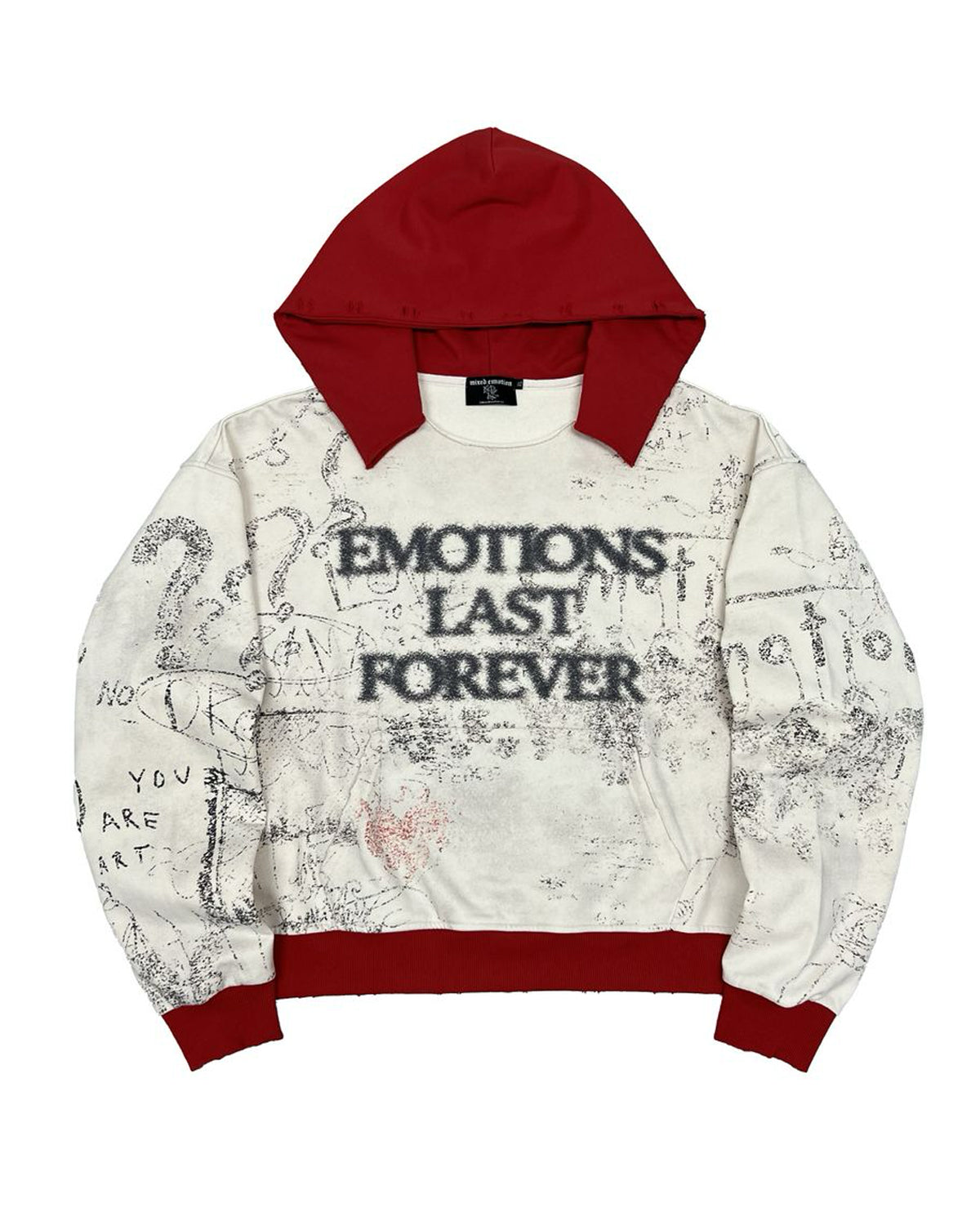 Mixed Emotions Last Forever Pullover Hoodie Cream/Red