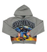 Mixed Emotions Last Ride Rhinestone Hoodie Grey