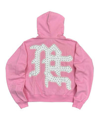 Mixed Emotions "End" Rhinestone Hoodie Pink