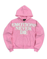 Mixed Emotions "End" Rhinestone Hoodie Pink