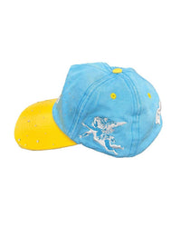 Mixed Emotions ME Hat blue, opposite side view with side embroidery