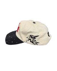 Mixed Emotions ME Hat tan, opposite side view with side embroidery
