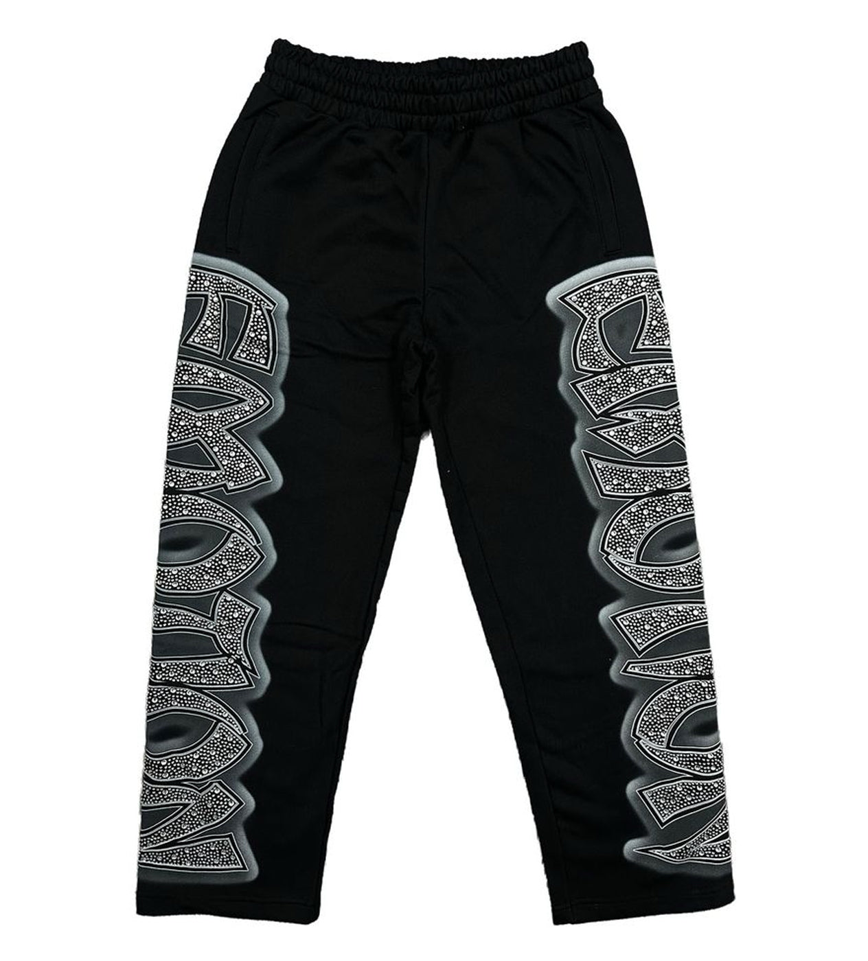 Mixed Emotions Midnight Rhinestone Sweatpants Black