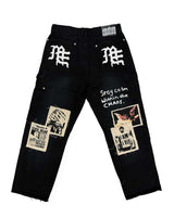 Mixed Emotions Newspaper Carpenter Pants Black