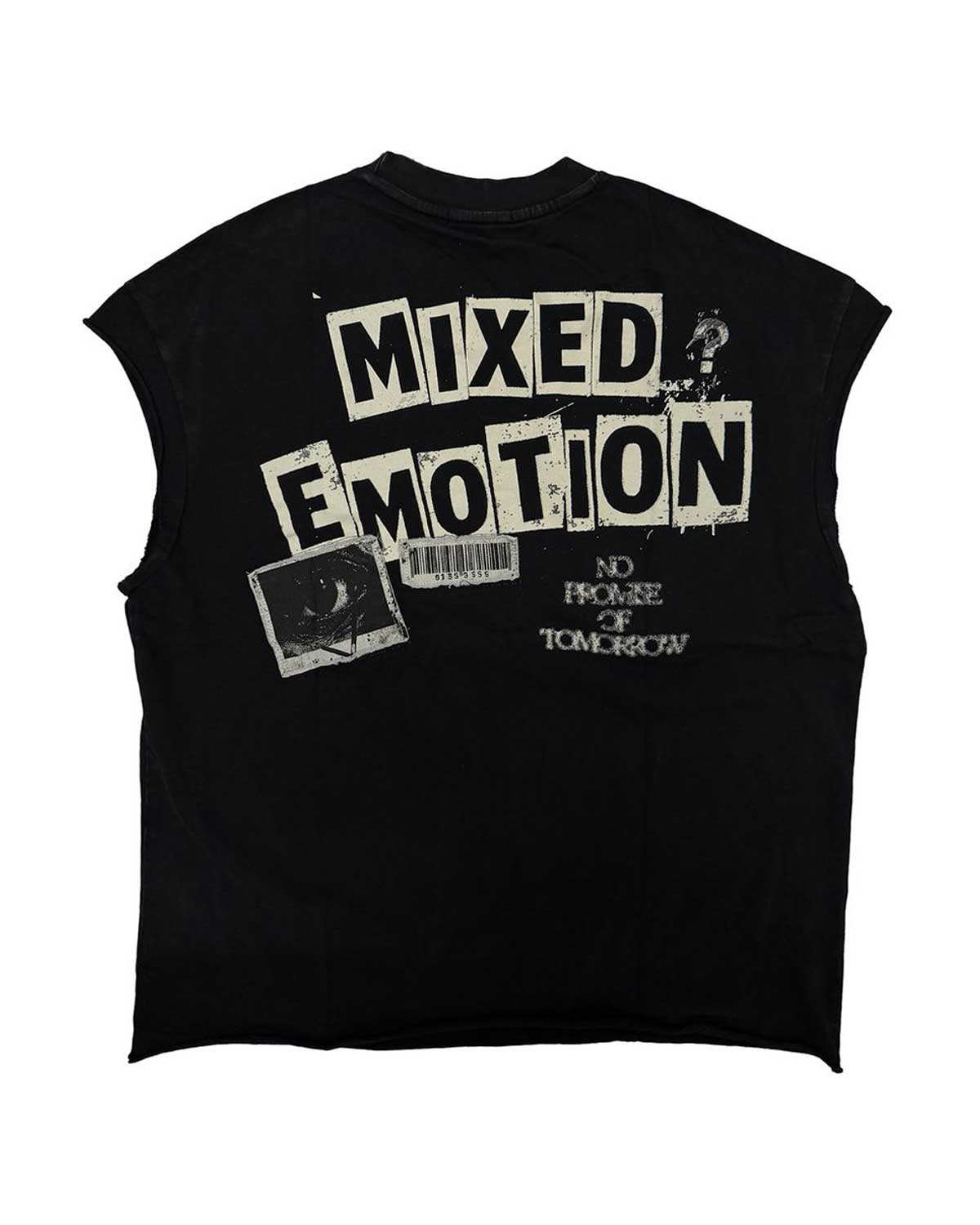 Mixed Emotions Newspaper Sleeveless Tee Black – Restock AR