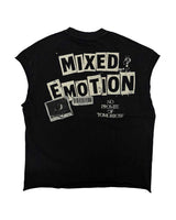 Mixed Emotions Newspaper Sleeveless Tee Black