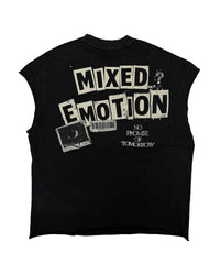 Mixed Emotions Newspaper Sleeveless Tee Black