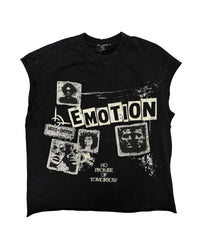 Mixed Emotions Newspaper Sleeveless Tee Black