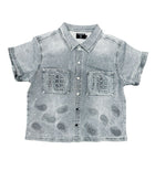 Mixed Emotions Paisley Denim Shirt Blue