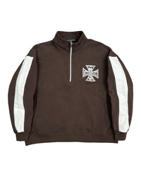 Mixed Emotions Quarter Zip Up Jacket Brown