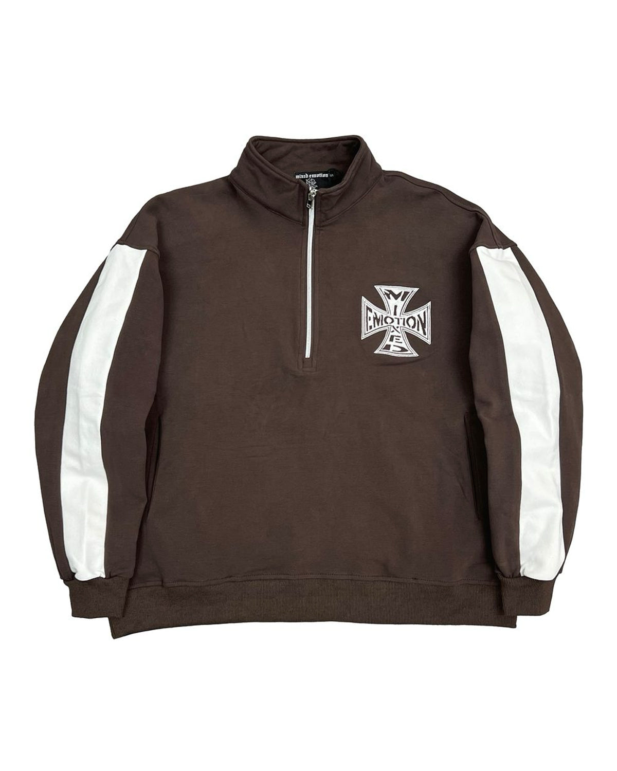 Mixed Emotions Quarter Zip Up Jacket Brown