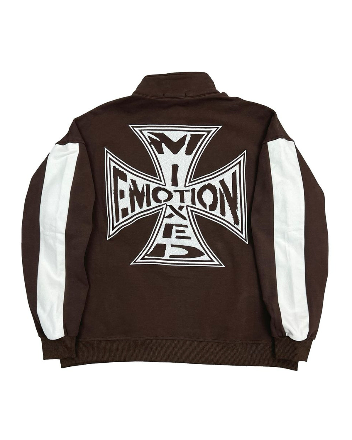 Mixed Emotions Quarter Zip Up Jacket Brown