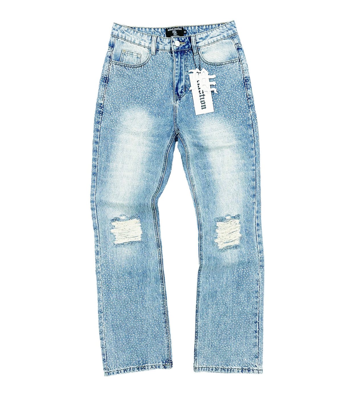 Mixed Emotions ME Rhinestone Denim Blue Wash