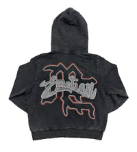 Mixed Emotions Rhinestone Hoodie Acid Wash Black