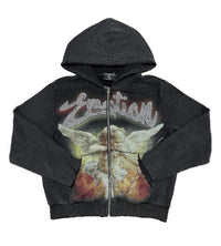 Mixed Emotions Rhinestone Hoodie Acid Wash Black