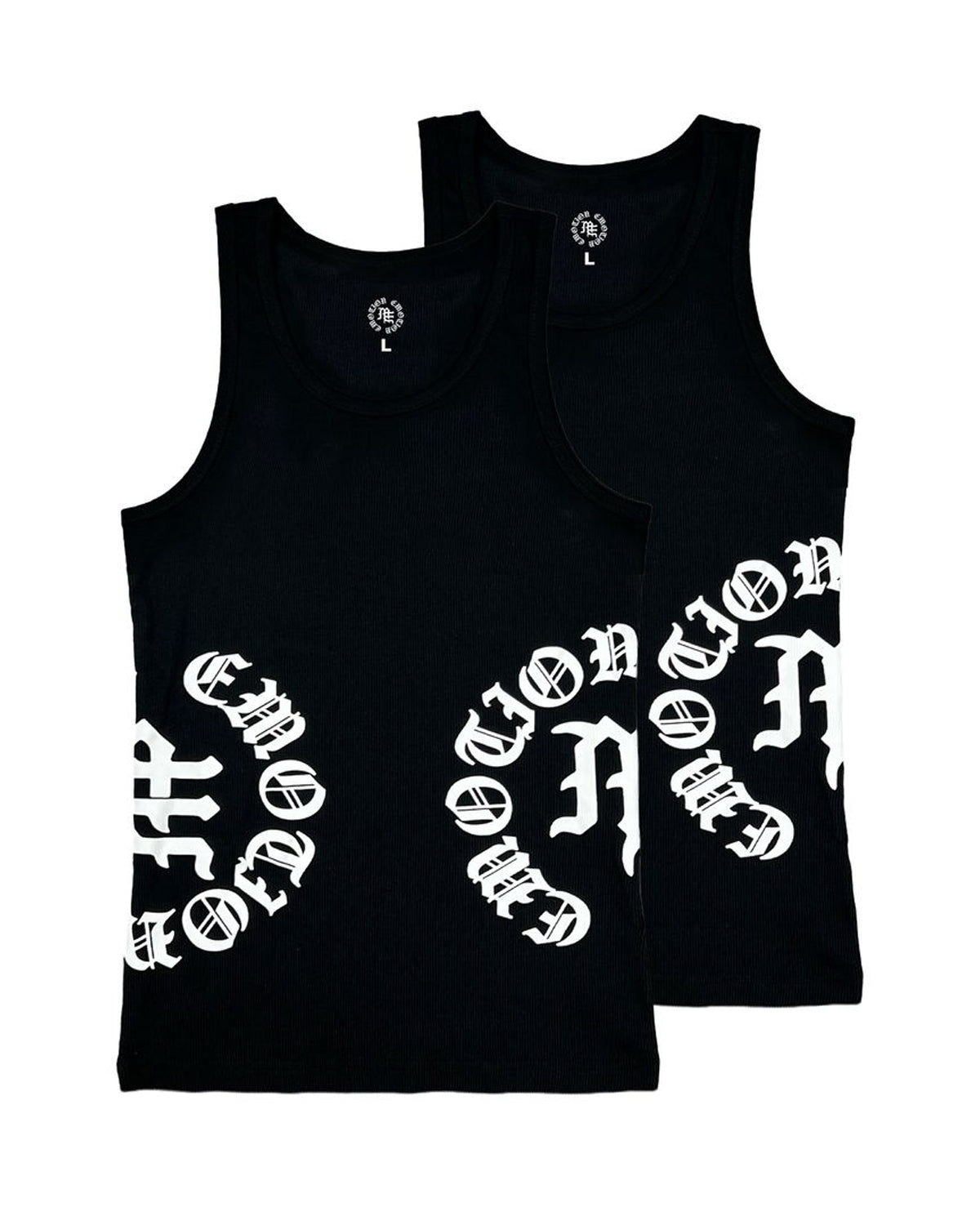 Mixed Emotions Script Tank Top 2 Pack Black