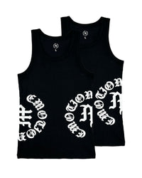 Mixed Emotions Script Tank Top 2 Pack Black