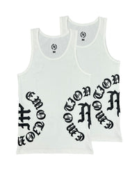 Mixed Emotions Script Tank Top 2 Pack White