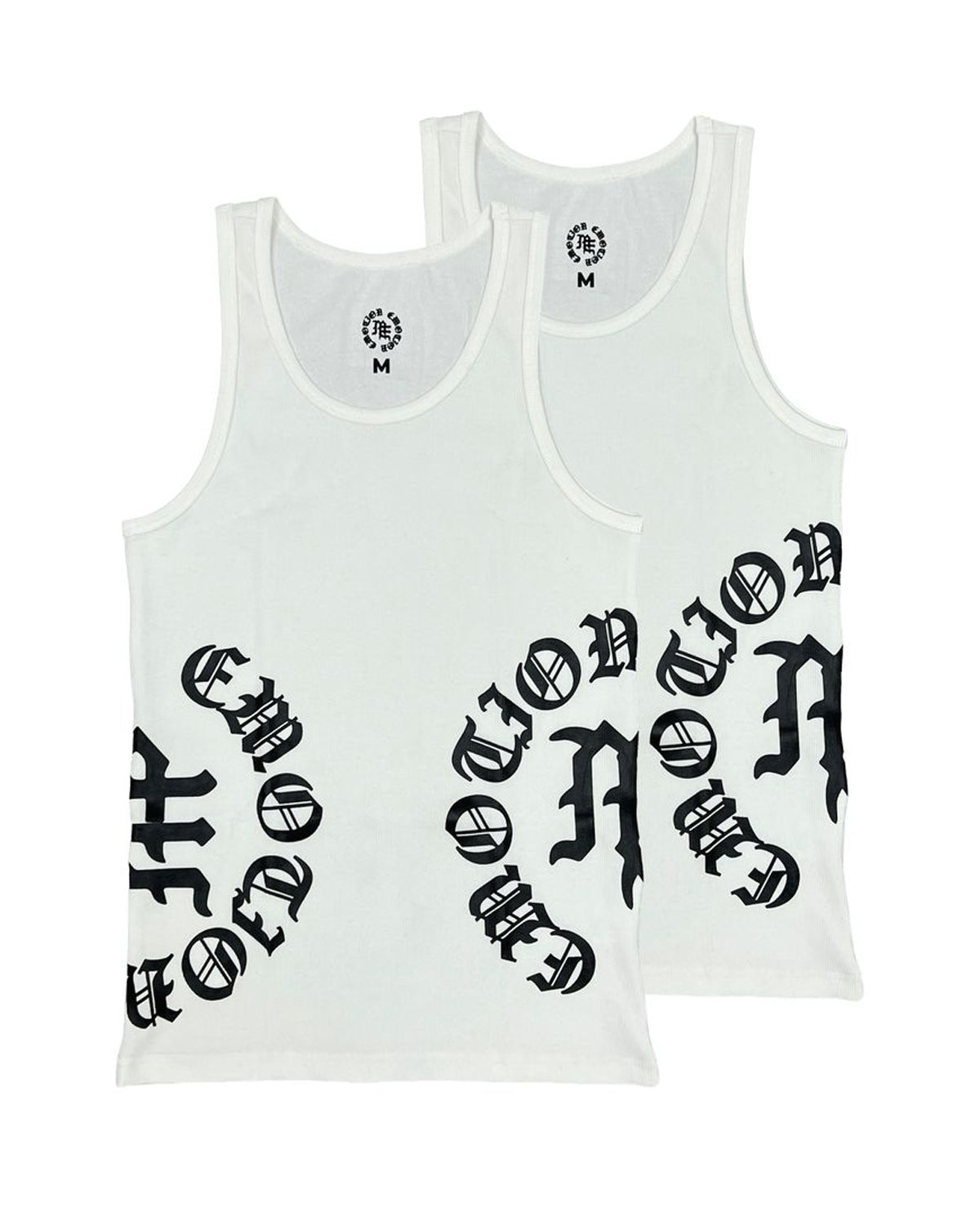Mixed Emotions Script Tank Top 2 Pack White